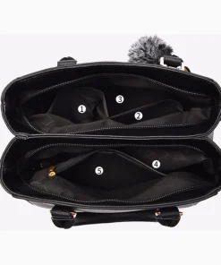 Embroidery Messenger Bags Women Leather Handbags Bags for Women Sac a Main Ladies hair ball Hand Bag - Image 4