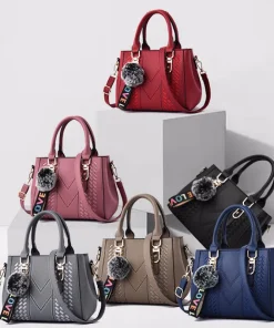 Embroidery Messenger Bags Women Leather Handbags Bags for Women Sac a Main Ladies hair ball Hand Bag - Image 5