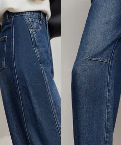 AMII Jeans Pants Women 2025 Autumn New Retro Denim Blue Trousers For Woman Loose Wide-leg Versatile Trousers Ladies 12553029 - Image 4