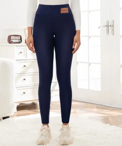 Alternative view of Winter Warm Leggings for Women Comfortable Thermal Soft Pants High Waist Solid Thick Velvet Leggings