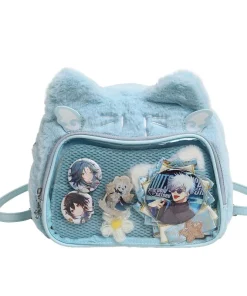 Cross-border cute cat plush pain bag double shoulder messenger bag student party soft cute cat small food allowance suede pain b - Image 4