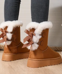 Winter Women Mid-calf Boots Thick Plush Thick Sole Non-slip Fashion Snow Boots Women Solid Color Classic Retro Shoes for Women