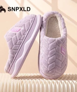 Alternative view of Winter Home Slippers for Women Warm Thick Sole Non Slip Indoor Slippers for Men Fluffy Bedroom Slippers for Unisex