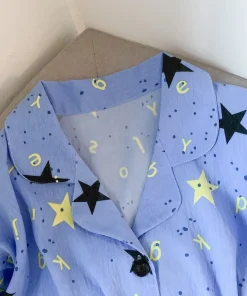 Alternative view of M-5XL Plus Size Star Pajamas Set Women Fall Winter Cute Sweet Loose Home Wear Lightweight Loose Pijama De Oversize Sleepwear
