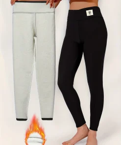 Winter Thicken Warm Leggings Women Lamb Cashmere Joggers High Waist Fleece Elastic Tights Warm Tights Pants Slim Velvet Legging - Image 5