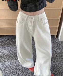 Botvotee Milk White Baggy Jeans Women Spring Summer 2025 New Korean Fashion Causal Y2k Loose Oversized High Waisted Jeans - Image 6