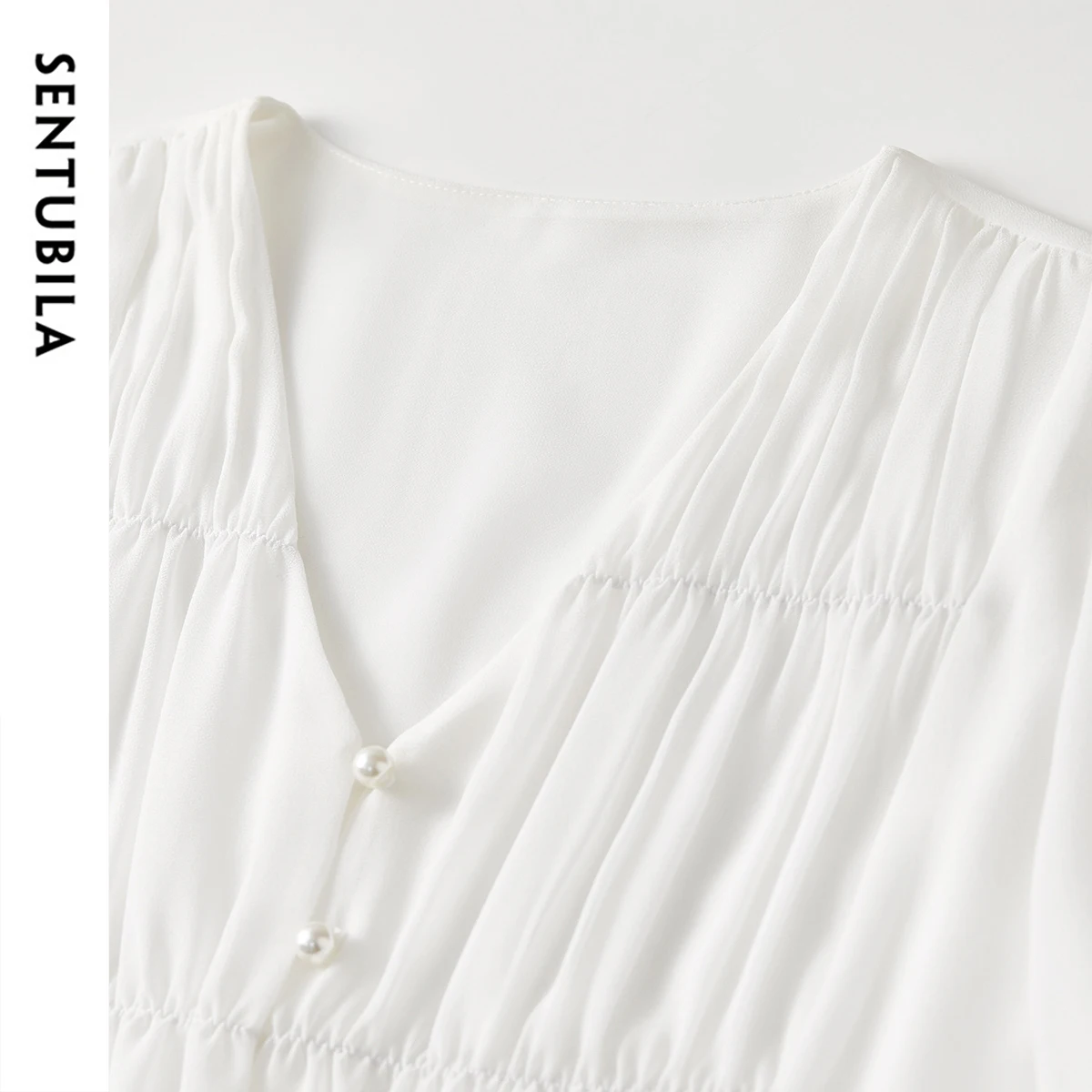 SENTUBILA Women's Women's Chiffon Blouse 2025 New Summer Woman Buttoned Shirts Office Blouses Female Clothing 151V80290 - Image 5