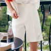 OLrain Women's Summer Shorts French Fashion White Casual Lady Short Pants 2025 Ladies High Waist Shorts Woman Clothes O22XK01008