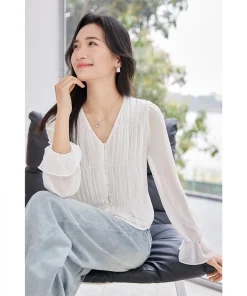 SENTUBILA Women's Women's Chiffon Blouse 2025 New Summer Woman Buttoned Shirts Office Blouses Female Clothing 151V80290 - Image 4