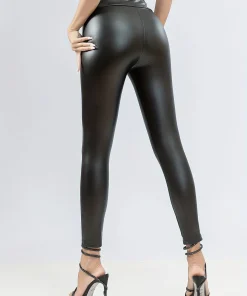 High-grade leather pants women 2024 new autumn and winter with fleece thickened pu tight height waist leggings autumn winter pan - Image 4