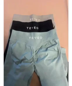 Alternative view of TEVEO Leggings Leggings de yoga sans couture pour femmes Corset taille moyenne collants de fitness hanches à volants Leggings d'