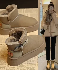 Alternative view of Retro Snow Boots Women Winter Women Shoes 2025 New Style Fleece-Lined Cotton Shoes With Thick Soles