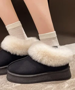 Faux Fur Winter Boots for Women Non Slip Plush Snow Boots Woman Thick Bottom Warm Cotton Shoes Platform Botas Mujer - Image 4