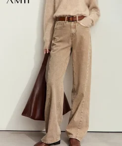 AMII 2025 women jeans Autumn fashion denim vintage casual office lady pantalones loose wide leg pants woman clothing 12443249 - Image 4