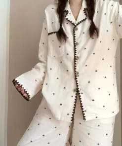 Plus Size Pajamas 2 Pieces Set Y2K Striped Strawberry Print Casual Korean Sweet Soft Women's Pajamas Autumn Winter New Homewear - Image 4