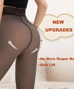 New Women Fleece Lined Black Tights Sheer Fake Translucent Warm Winter Pantyhose Leggings Outfit Thick Tights Invisible Crotch - Image 3