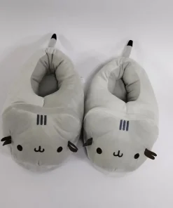 Cartoon Full Covered Cat Slippers Warm Winter Slides Soft Plush Doll Indoor Cute Anime Bedroom Shoes For Man Woman Home Use