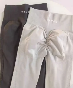 TEVEO Leggings Leggings de yoga sans couture pour femmes Corset taille moyenne collants de fitness hanches à volants Leggings d' - Image 4