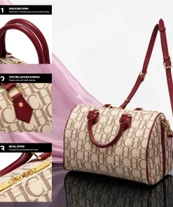 CHCH Women's Pillow Bag Autumn/Winter New Collection Letter Handbag Brown Boston Bag - Image 3
