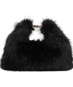 Faux Fur Shoulder Bag for Women Top Handle Clutch Bag Adjustable Strap Fluffy Crossbody Bag Lady Furry Handbag Party Purse - Image 5