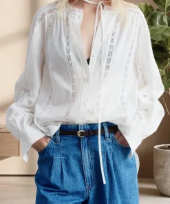 Women s Casual V-Neck Long Sleeve Button Down Shirt with Lace Detailing and Balloon Sleeves - Stylish Fall Blouse - Image 5