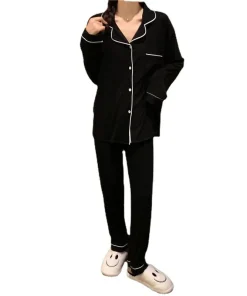 Korean Style Cute Pajama Woman Winter Autumn Sleepwear Lady Long Sleeve Tops Pants 2Piece Pyjamas Solid Lingeries Sets Nightwear - Image 5