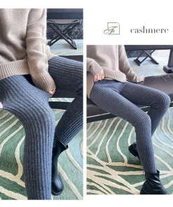 Slim Leggings Autumn Women High Waist Casual Trousers Knitted Ribbed Thicken Solid Elasticity Thermal Ankle-Length Leggins - Image 5