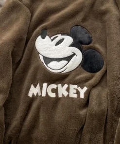 Alternative view of Disney Mickey Couples Pajamas Set Winter Warm Coral Fleece Flannel Sleepwear Loungewear Two Piece Brown Home Outfit