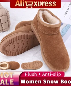 Newest Women Winter Snow Boots Slip On Short Boots Water Resistant Comfort Ankle Boots Faux Fur Lining Boots Thermal Plush Boots