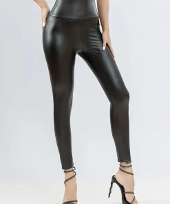 High-grade leather pants women 2024 new autumn and winter with fleece thickened pu tight height waist leggings autumn winter pan - Image 3