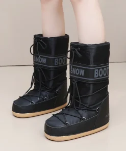 European Women's Waterproof and Non-slip Cloth Space 2025 New platform heels Short Tube Thickened Warm Snow Boots - Image 4