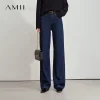 AMII Minimalist Jeans Pants Women 2025 Autumn New Classic Lady Trousers Cotton Straight Casual Woman Loose Denim Pants 12543031