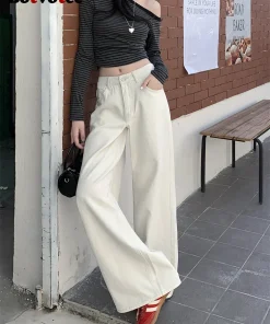 Botvotee Milk White Baggy Jeans Women Spring Summer 2025 New Korean Fashion Causal Y2k Loose Oversized High Waisted Jeans - Image 4