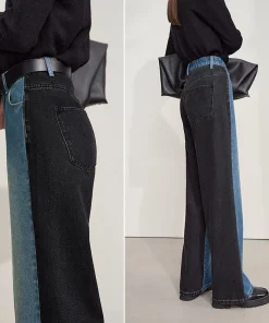 Amii Jeans pants women 2025 autumn new casual retro Women's denim pants loose patchwork Versatile wide-leg ladies pants 12553027 - Image 3