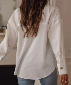 Alternative view of Ladies fashion solid color button-down shirt