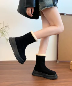 Alternative view of Women's Thick Bottom Snow Boots Winter Fleece Lined Fur Cotton Boots Waterproof Anti-slip Northeast Big Cotton Shoes