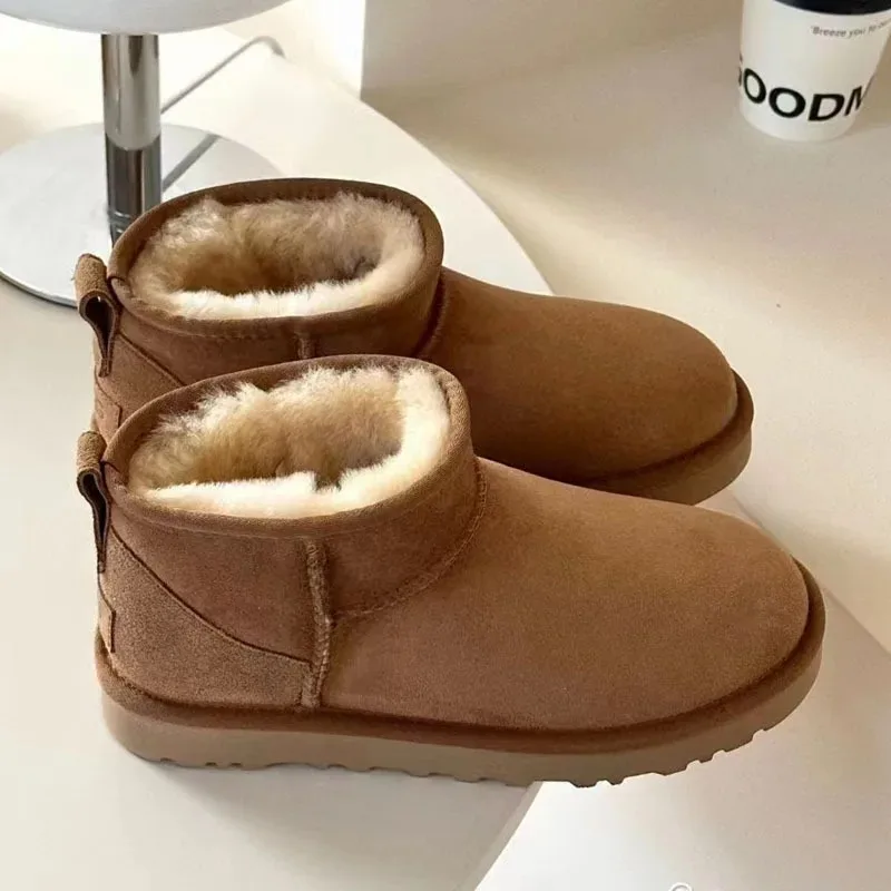 2026 Winter Warm Boots Ladies Snow Boots Man and Women Short Boots Real Sheepskin Wool Low-cut Warm Fur Shoes Fur - Image 2