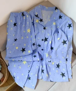 M-5XL Plus Size Star Pajamas Set Women Fall Winter Cute Sweet Loose Home Wear Lightweight Loose Pijama De Oversize Sleepwear - Image 5