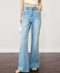 Alternative view of OLrain Flared Jeans Autumn Woman Blue Denim Flare Pants 2025 Fashion Lady Lace Wide Leg Long Trouser Women's Clothing O57XA98922