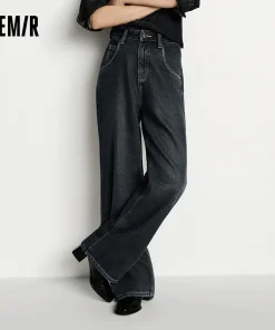 Alternative view of Semir Jeans Women Wide Leg Fleece Lined Comfortable High Waist Winter 2025 New Floor-Length Pants with Leg-Elongating Effect
