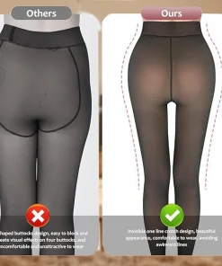 New Women Fleece Lined Black Tights Sheer Fake Translucent Warm Winter Pantyhose Leggings Outfit Thick Tights Invisible Crotch - Image 5