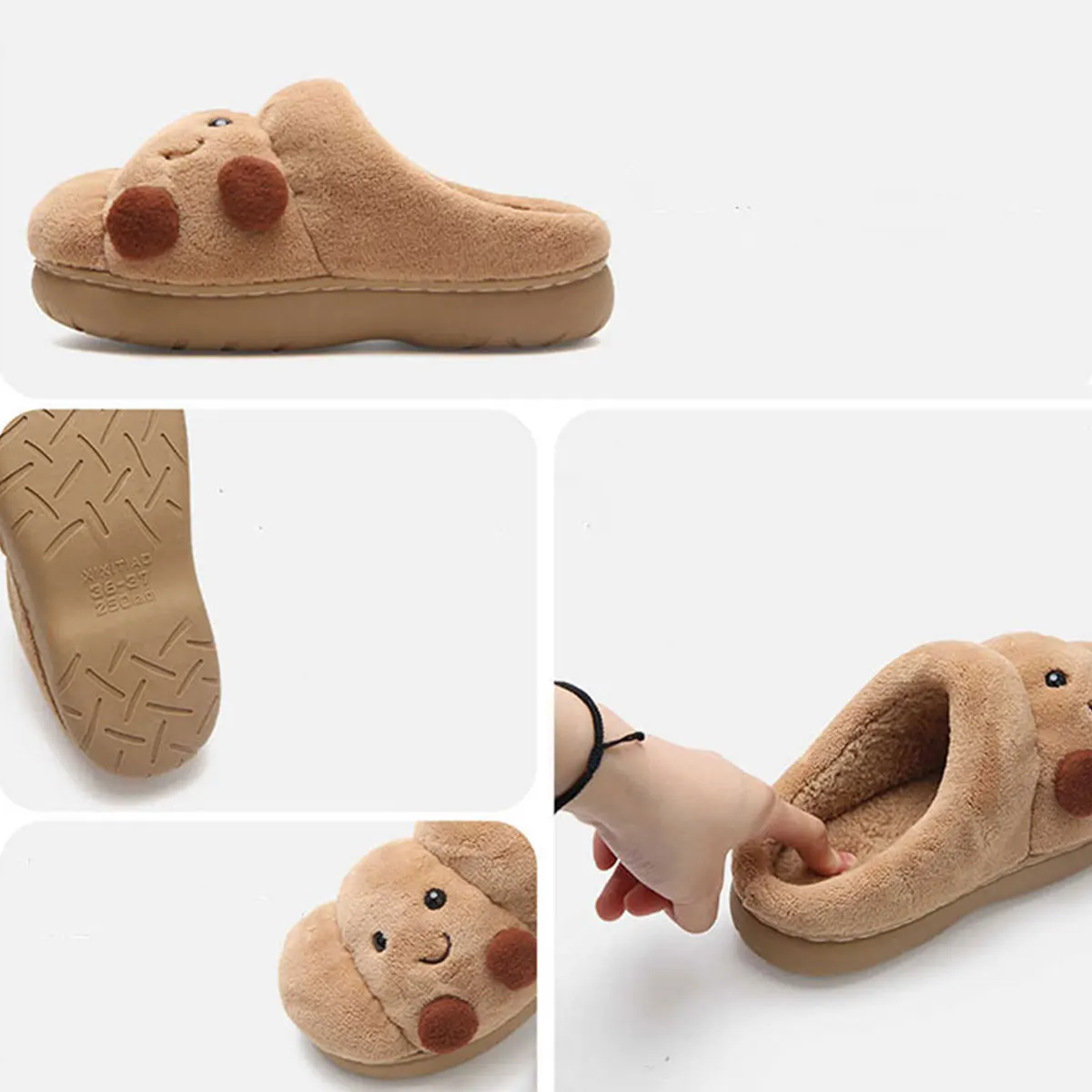 Fun Croissant Bread Cotton Slippers for Men and Women, Winter Couple Home Use, Thick-Soled Non-Slip Home Slippers for Women - Image 6