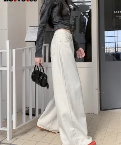 Botvotee Milk White Baggy Jeans Women Spring Summer 2025 New Korean Fashion Causal Y2k Loose Oversized High Waisted Jeans - Image 3