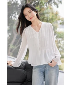 SENTUBILA Women's Women's Chiffon Blouse 2025 New Summer Woman Buttoned Shirts Office Blouses Female Clothing 151V80290 - Image 3
