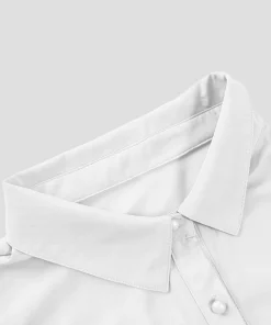 Plus Size 2025 Spring and Summer New Women's Casual Puff Sleeve Blouse Solid Color Suitable for Office Outdoor Single Breasted - Image 4