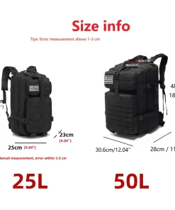 25L/50L 1000D Nylon Waterproof Trekking Fishing Hunting Bag Backpack Outdoor Rucksacks Tactical Sports Camping Hiking - Image 3