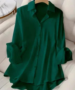Plus Size Shirts 2025 Summer New Women's Casual Loose Fashion Top Elegant Korean Style Solid Sweet Blouses Single-breasted Lapel - Image 3
