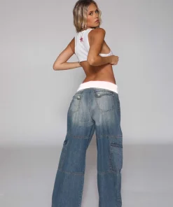 American-style vintage distressed high-waisted denim women's long pants for the 2025 autumn season - Image 4