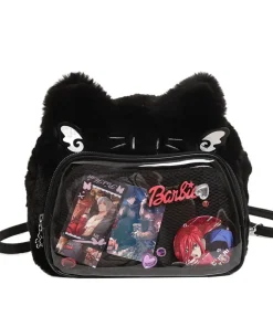 Cross-border cute cat plush pain bag double shoulder messenger bag student party soft cute cat small food allowance suede pain b - Image 5
