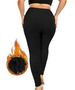Alternative view of Autumn And Winter Solid Color Plus-size Nine-point Pants Black High-waisted Tight-fitting Leggings And Fleece Thick-legged Pants